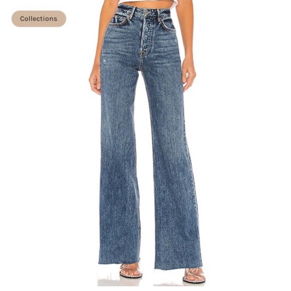 GRLFRND Carla wide leg flare butterfly button down jeans!